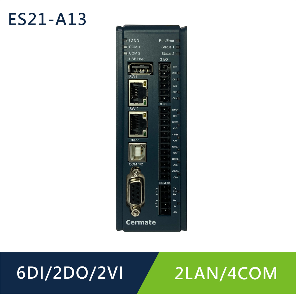 ES21-A13 2LAN / 4COM / 2USB / Micro SD / 6DI / 2DO / 2VI